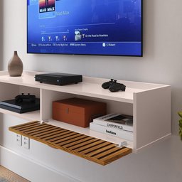 Rack Tv Smart Suspenso Home Decor 1 Porta Nicho Decoração Sala Quarto Compacto 1.20 - Rpm Móveis - 5