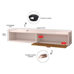 Rack Tv Smart Suspenso Home Decor 1 Porta Nicho Decoração Sala Quarto Compacto 1.20 - Rpm Móveis - 6