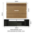 Ver imagem 3 de Rack Madesa Cancun e Painel para TV até 65 Polegadas Preto/Rustic 8N5Z Cor:Preto/Rustic