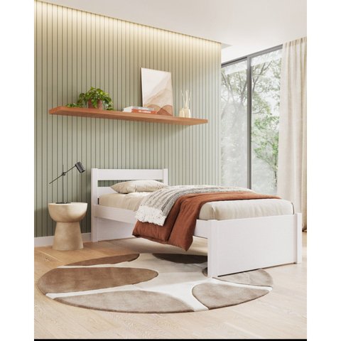 Cama Solteiro em Madeira Máciça 0,90x190cm Unique Yescasa Branco