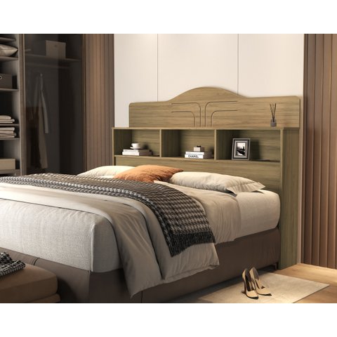 Cabeceira de Casal Normal 138CM Box 100%MDF c/ Nichos Vivian: Amêndoa