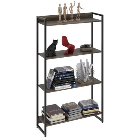 Estante Livreiro Multiuso Dynamica Industrial 80cm 4 Prateleiras C08 Carvalho Dark - Mpozenato