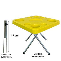 Mesa Praia Petisqueira Dobravel e Suporte Guarda Sol Chão Cor:amarelo - 4