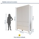 Ver imagem 4 de Armário 4 Portas 4 Gavetas 100% MDF Rainha Branco