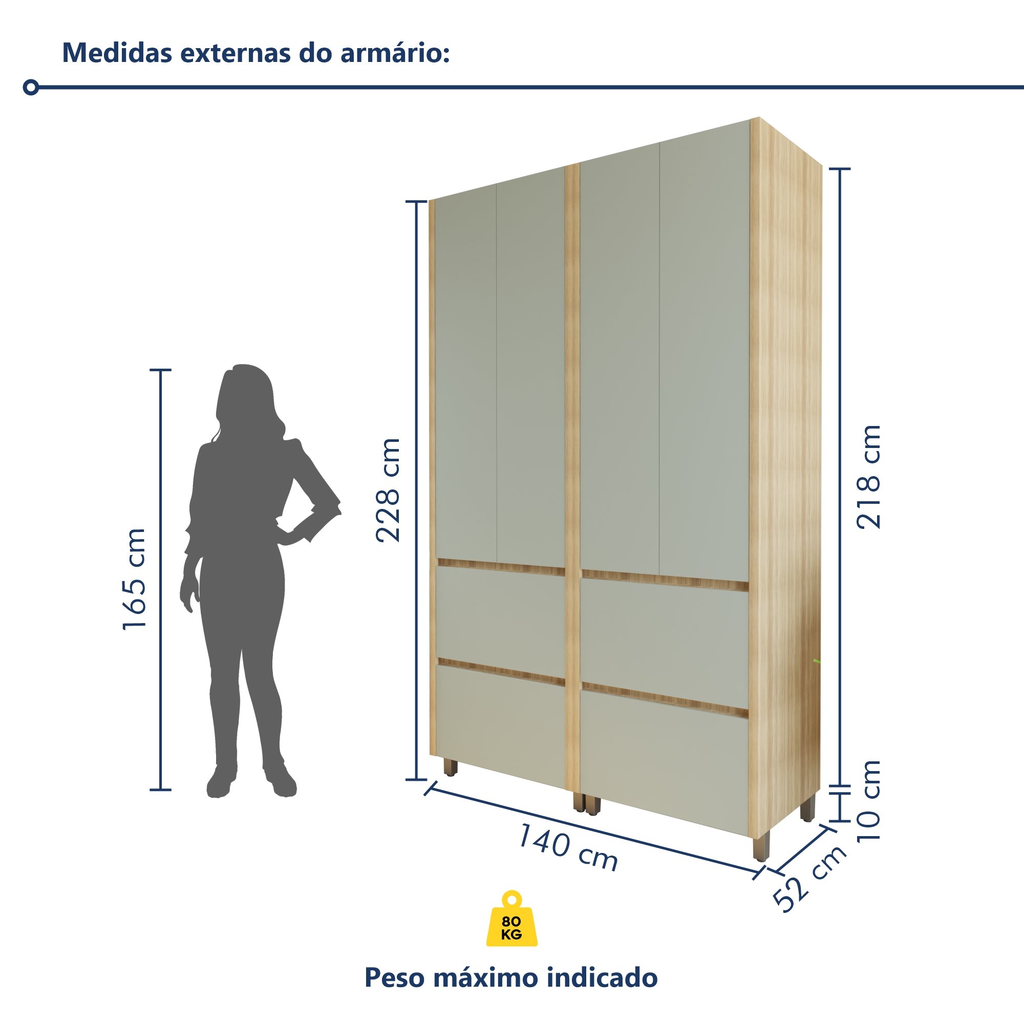 Armário 4 Portas 4 Gavetas 100% Mdf Rainha - 6