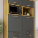 Ver mais imagens de Armário 4 Portas 6 Gavetas 100% MDF Princesa Cinza/Freijó/Grafite