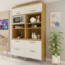 Ver imagem 1 de Armário Torre Quente 4 Portas 2 Gavetas 100% MDF Princesa Bege/Freijó/Off White