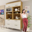 Ver imagem 7 de Armário Torre Quente 4 Portas 2 Gavetas 100% MDF Princesa Bege/Freijó/Off White