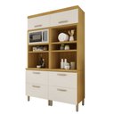Ver mais imagens de Armário Torre Quente 4 Portas 2 Gavetas 100% MDF Princesa Bege/Freijó/Off White