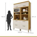 Ver imagem 6 de Armário Torre Quente 4 Portas 2 Gavetas 100% MDF Princesa Bege/Freijó/Off White
