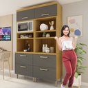 Ver imagem 7 de Armário Torre Quente 4 Portas 2 Gavetas 100% MDF Princesa Cinza/Freijó/Grafite