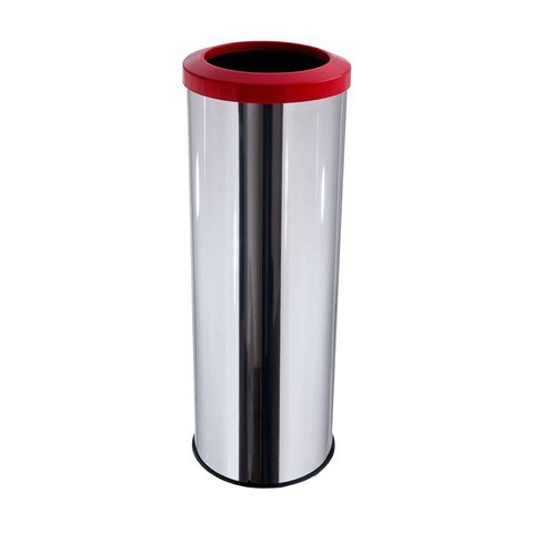 Lixeira Aço Inox 30 Litros Com Aro Plástico Área Gourmet Cozinha - Vermelho