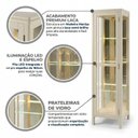 Ver imagem 2 de Cristaleira 1 Porta com Espelho e LED MDF Pés em Madeira Maciça Serena Off White