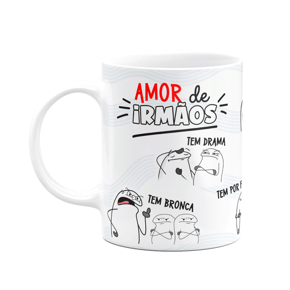 Caneca Flork Irmãos - Amor de Irmãos - Branca