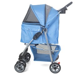 Carrinho Passeio Pet Cachorro Cães e Gatos com Cesto e Porta Copos Azul - Baby Style - 2
