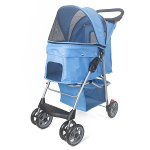 Carrinho Passeio Pet Cachorro Cães e Gatos com Cesto e Porta Copos Azul - Baby Style