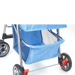 Carrinho Passeio Pet Cachorro Cães e Gatos com Cesto e Porta Copos Azul - Baby Style - 3