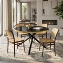 Ver imagem 7 de Conjunto Mesa de Jantar Redonda Solaris Preta 120cm com 4 Cadeiras Roma - Marrom