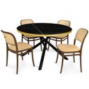 Ver imagem 1 de Conjunto Mesa de Jantar Redonda Solaris Preta 120cm com 4 Cadeiras Roma - Marrom