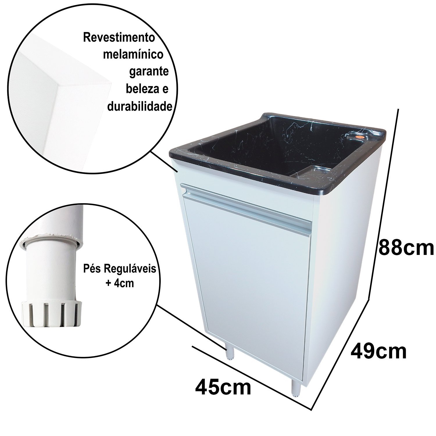 Tanque De Lavar Roupas Pequeno 20L Com Torneira De Bancada Cor:Preto ...