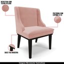 Ver imagem 4 de Kit 3 Cadeiras Decorativas Sala de Jantar Base Fixa de Madeira Firenze Veludo Rosê/Preto G19 - Gran