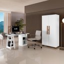 Ver imagem 1 de Conjunto 2 Peças com Escrivaninha Cavalete e Armário Multiuso 100% MDF com Chave Branco