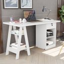Ver imagem 5 de Conjunto 2 Peças com Escrivaninha Cavalete e Armário Multiuso 100% MDF com Chave Branco