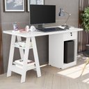 Ver imagem 6 de Conjunto 2 Peças com Escrivaninha Cavalete e Armário Multiuso 100% MDF com Chave Branco