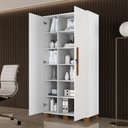 Ver mais imagens de Conjunto 2 Peças com Escrivaninha Cavalete e Armário Multiuso 100% MDF com Chave Branco