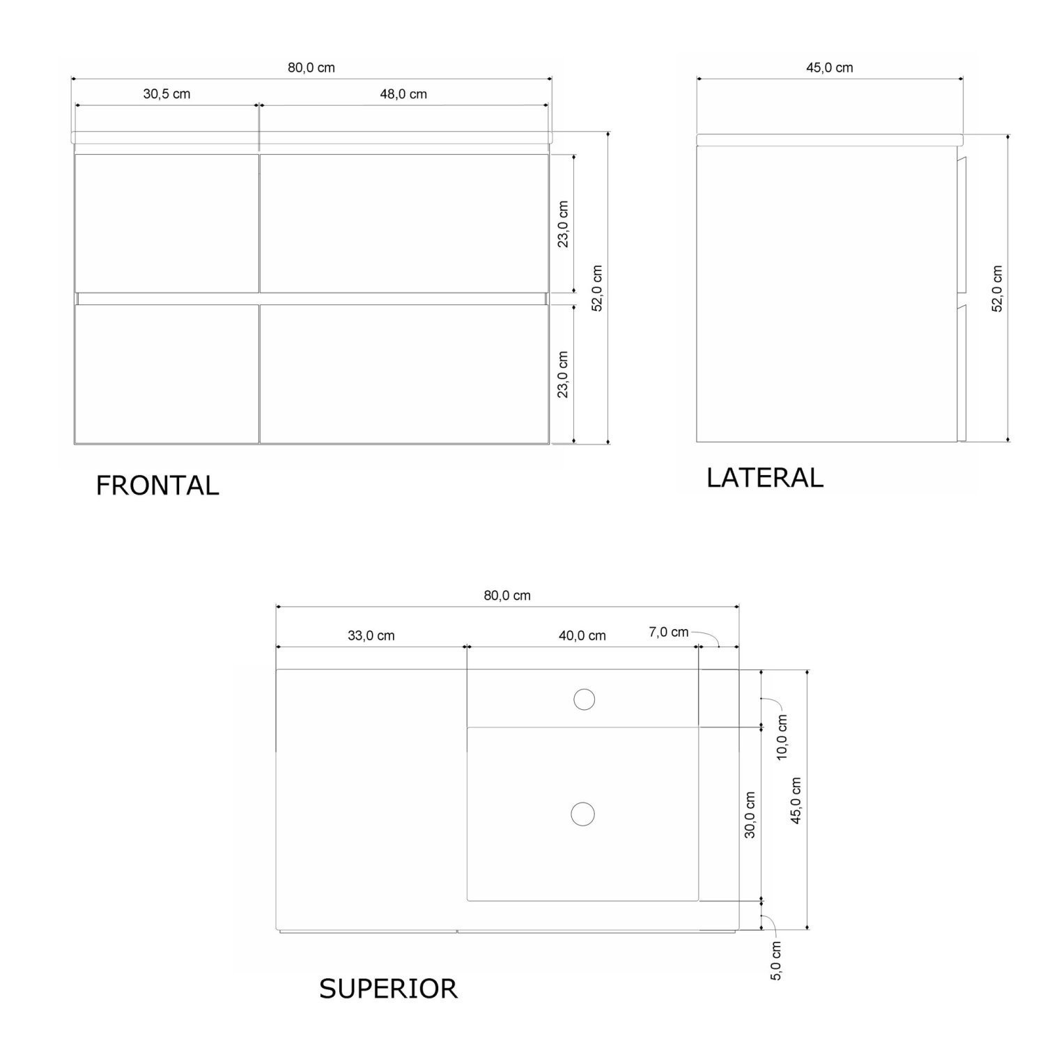 Gabinete para banheiro suspenso 80 cm com cuba Sisco Venturi - 2