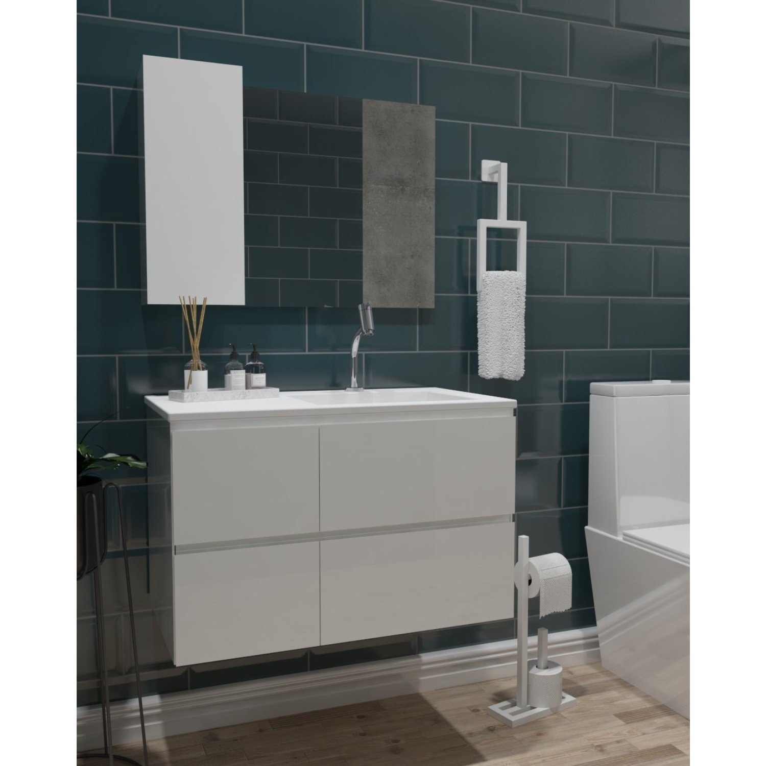 Gabinete para banheiro suspenso 80 cm com cuba Sisco Venturi
