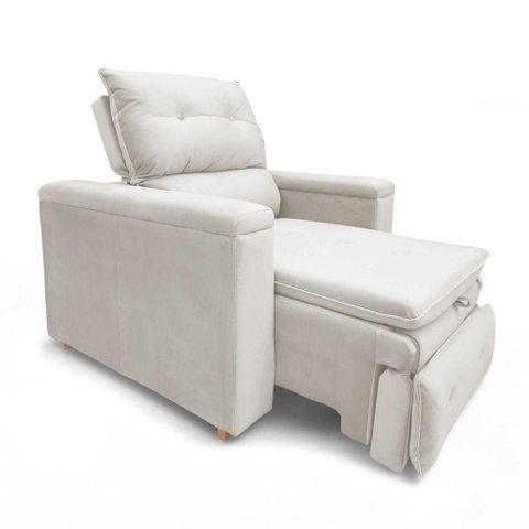 Poltrona Reclinável Retrátil Onix Suede Macia Bege Loja Sheep
