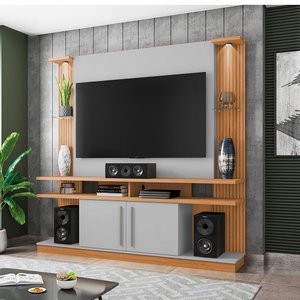 Home Painel York Tv até 60 Polegadas com Led 2 Portas Naturalle/off-white/ripado