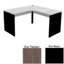Ver imagem 1 de Mesa de Escritório em L Pé Painel Pe25 em MDP 135 x 135 x 60cm Cor Walnut e Base Preta