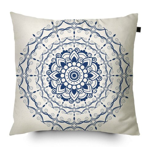 Almofada Estampada Mandala 40x40cm Provence Azul - Capa com enchimento