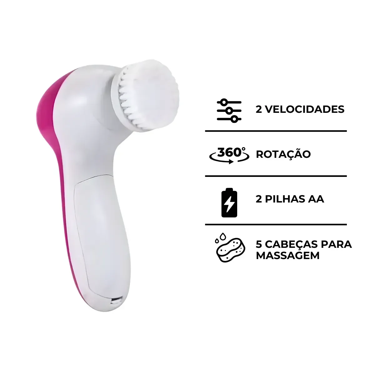 Escova Facial Elétrica Portátil Aparelho de Limpeza Pele - 8