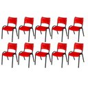 Ver imagem 2 de Cadeira Iso Base Preto Igreja, Escola, Escritório - Vermelho - Kit 10 Peças