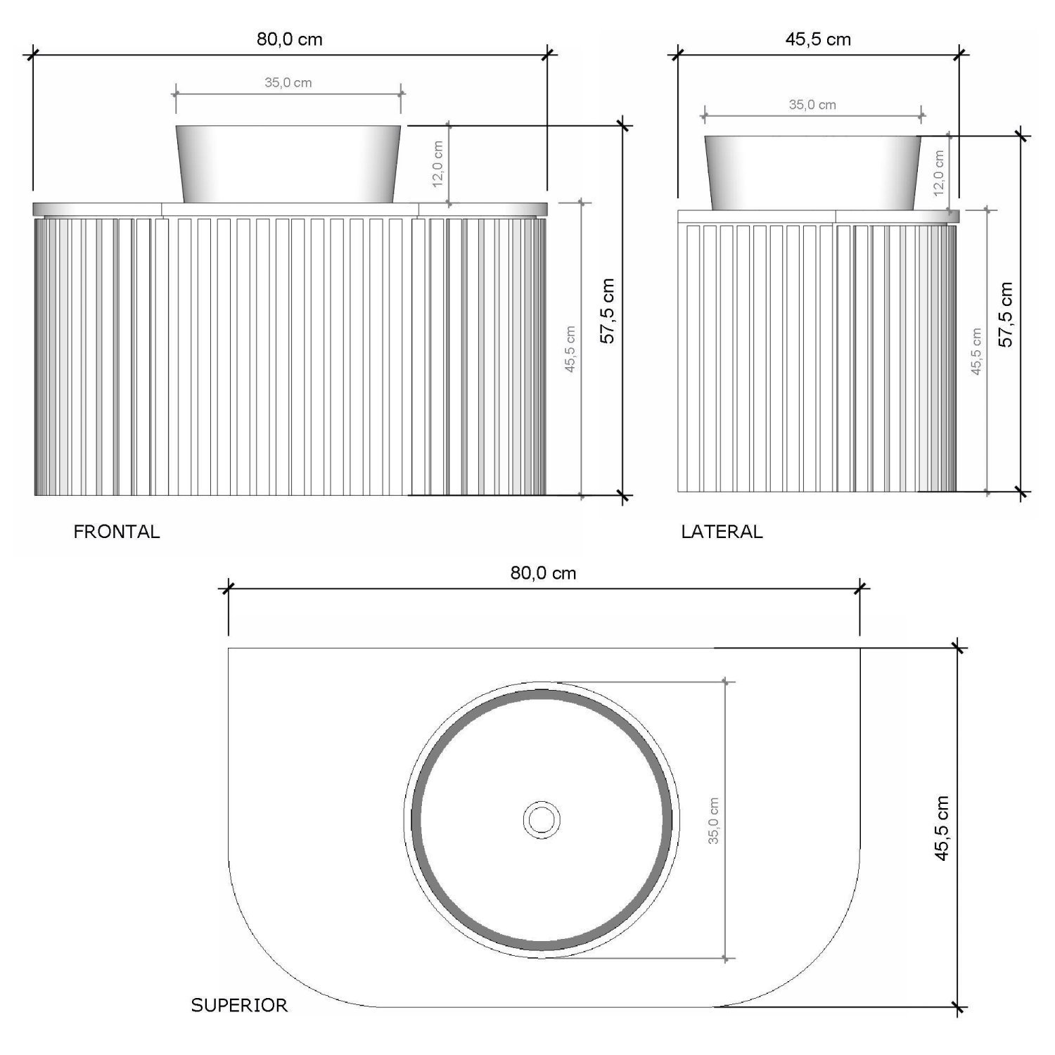 Gabinete Para Banheiro Suspenso 80 Cm Com Cuba E Tampo De Pedra Manchester - 3