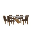 Ver imagem 2 de Mesa Valentina 180 Tampo MDF Canto Reto com 6 Cadeiras Monique Marrom/Off White/Imbuia