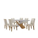 Ver imagem 2 de Mesa Valentina 180 Tampo MDF Canto Reto com 6 Cadeiras Monique Marrom/Creme/Off White/Imbuia