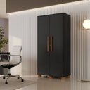 Ver mais imagens de Conjunto 2 Peças com Escrivaninha Cavalete e Armário Multiuso 100% MDF com Chave Preto Canela
