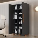 Ver imagem 4 de Conjunto 2 Peças com Escrivaninha Cavalete e Armário Multiuso 100% MDF com Chave Preto Canela