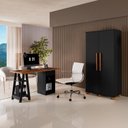 Ver imagem 1 de Conjunto 2 Peças com Escrivaninha Cavalete e Armário Multiuso 100% MDF com Chave Preto Canela