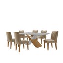 Ver imagem 2 de Mesa Valentina 180 Tampo MDF Canto Reto com 6 Cadeiras Monique Marrom/Turim/Off White/Imbuia