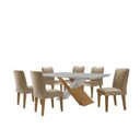 Ver imagem 2 de Mesa Valentina 180 Tampo MDF Canto Reto com 6 Cadeiras Monique Marrom/Turim/Off White/Imbuia