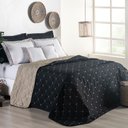 Ver imagem 4 de Kit Colcha Cobre Leito Dupla Face Casal Padrão Bordado Renove Hipercal 400 Fios Preto Cáqui