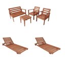 Ver imagem 1 de Conjunto de Móveis Sofa, 2 Poltronas, Mesa e 2 Espreguiçadeiras Madeira Maciça Marrom