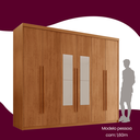 Ver imagem 6 de Guarda Roupa Casal 6 Portas 2 Gavetas com Espelho MDF Veracruz Marrom/Marromle