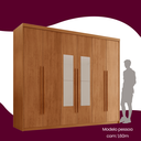 Ver imagem 6 de Guarda Roupa Casal 6 Portas 2 Gavetas com Espelho MDF Veracruz Marrom/Marromle