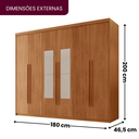 Ver imagem 3 de Guarda Roupa Casal 6 Portas 2 Gavetas com Espelho MDF Veracruz Marrom/Marromle